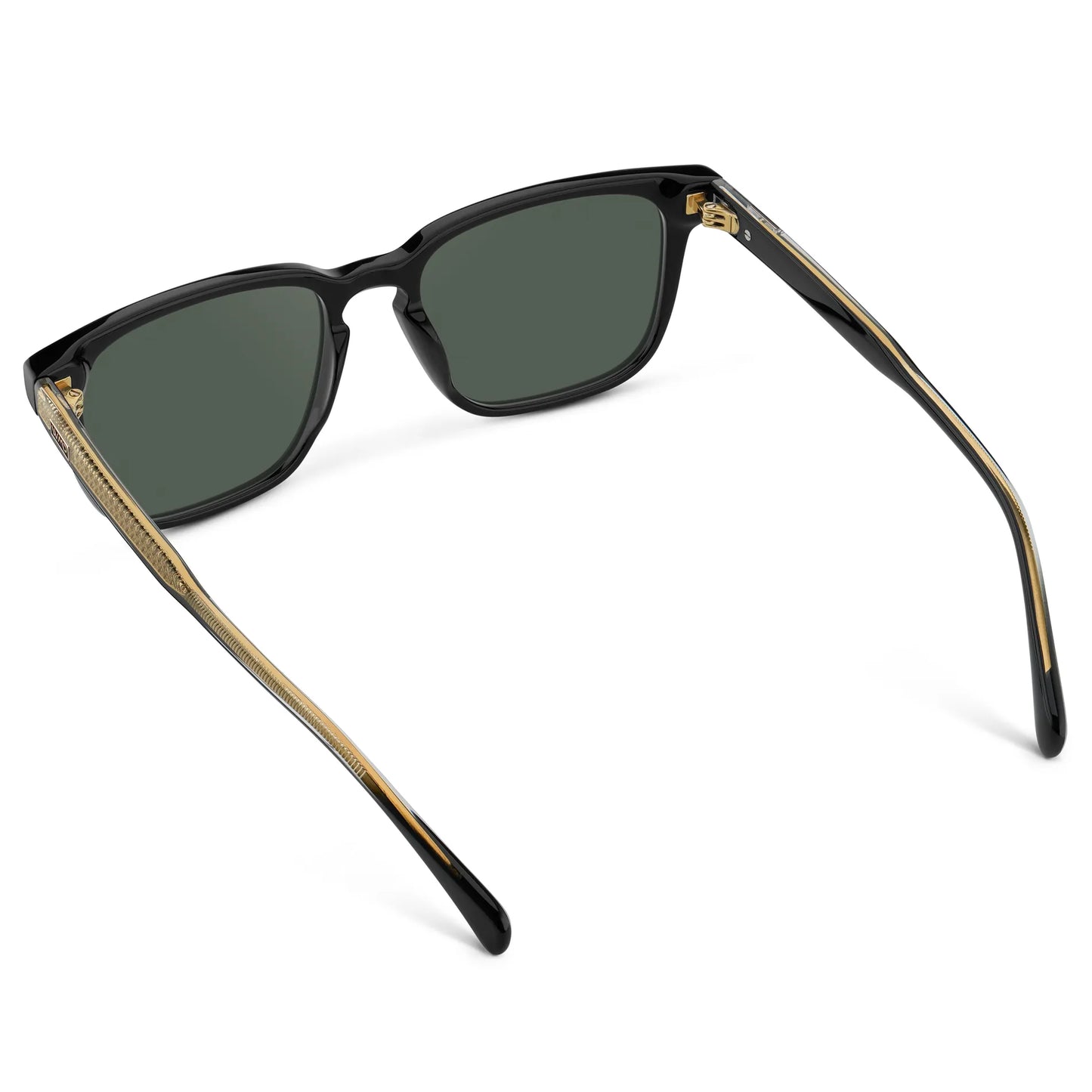 Black / G15 || Front view of Men's Rectangular Prescription Sunglasses with Black Frame and Green Lens on a white background