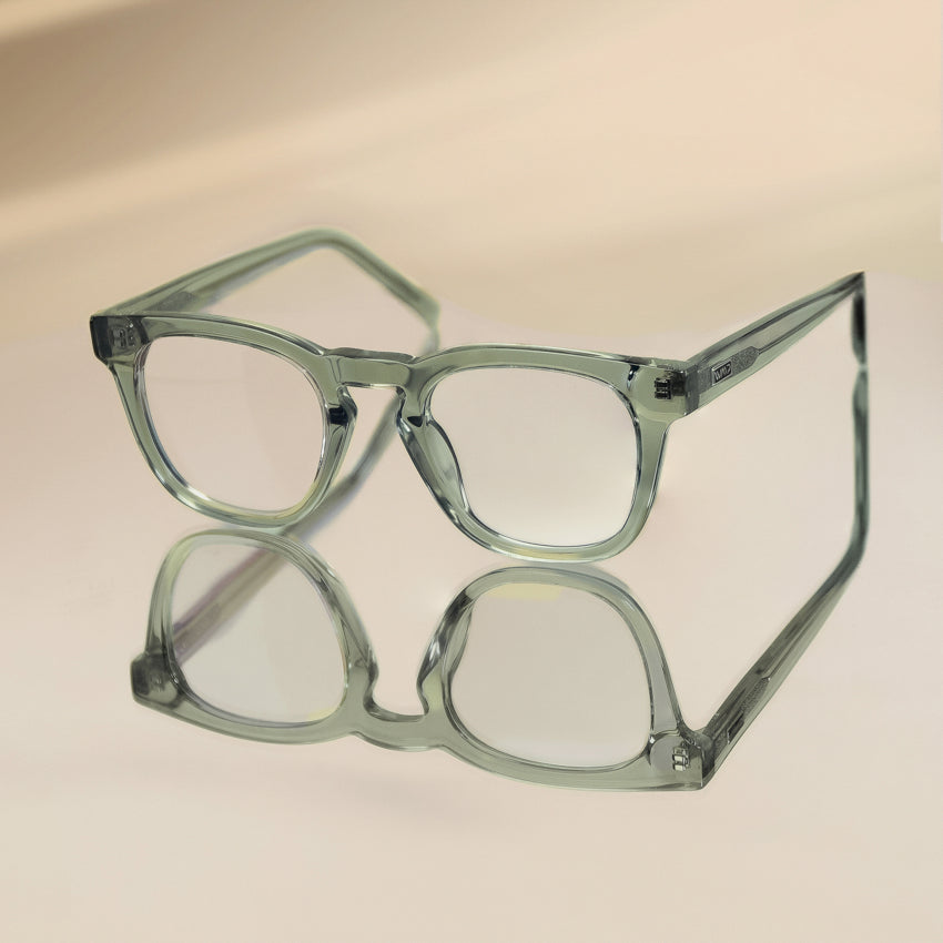 Sea Salt Grey || Square Grey Frame Glasses with Clear Prescription Lenses