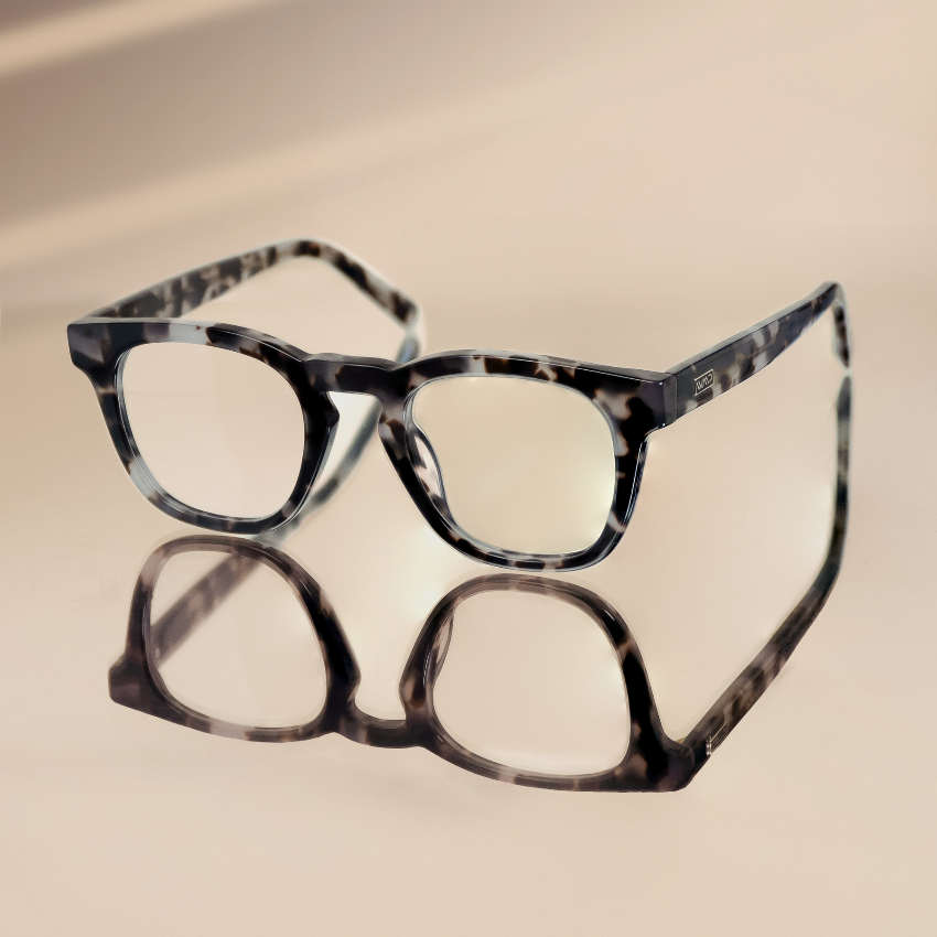 Stone Grey Tortoise || Square Tortoise Frame Glasses with Clear Prescription Lenses