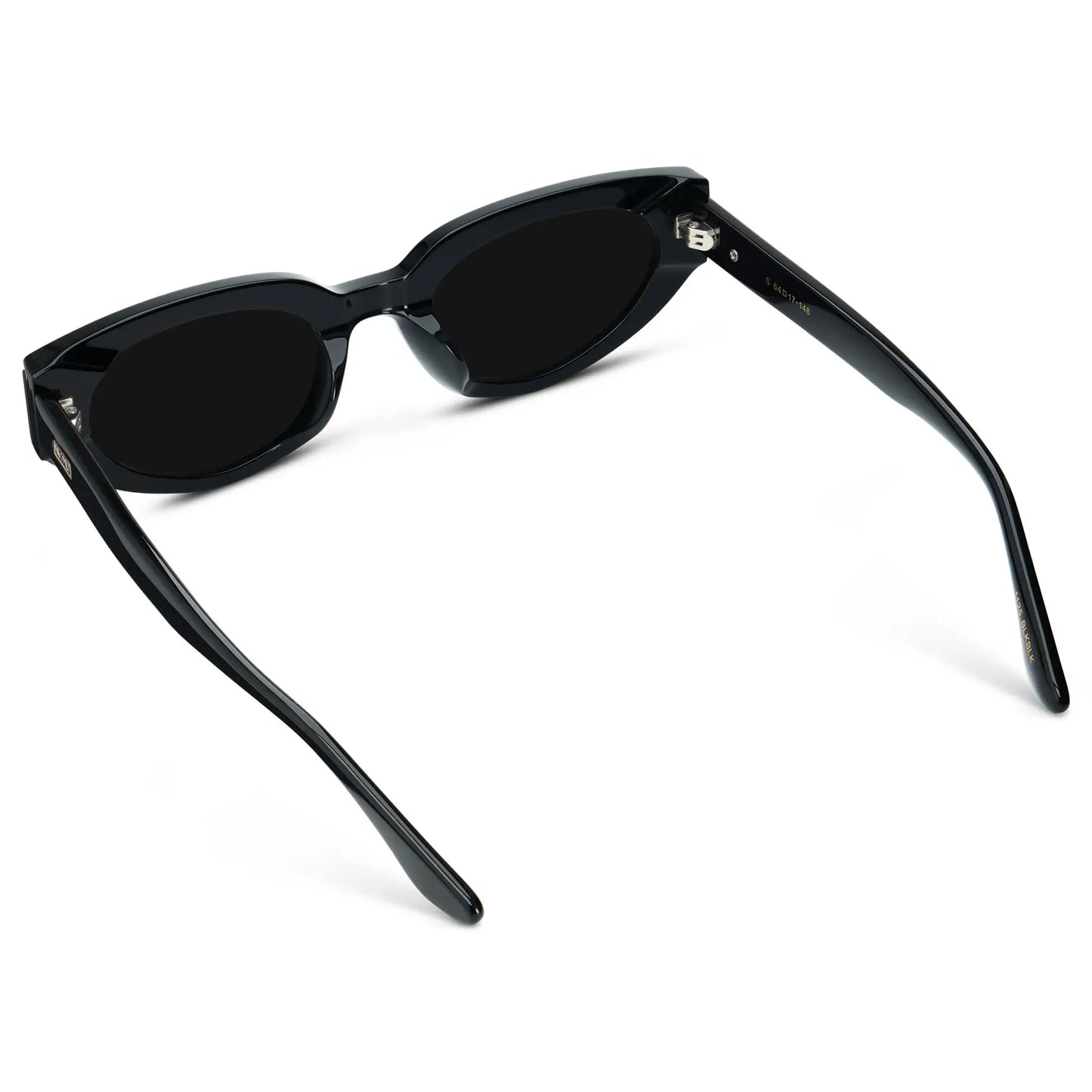 Black / Triple Black Lens || Women's Narrow Cat-Eye Sunglasses with Black Acetate frame and Non-Polarized Triple Black Lens