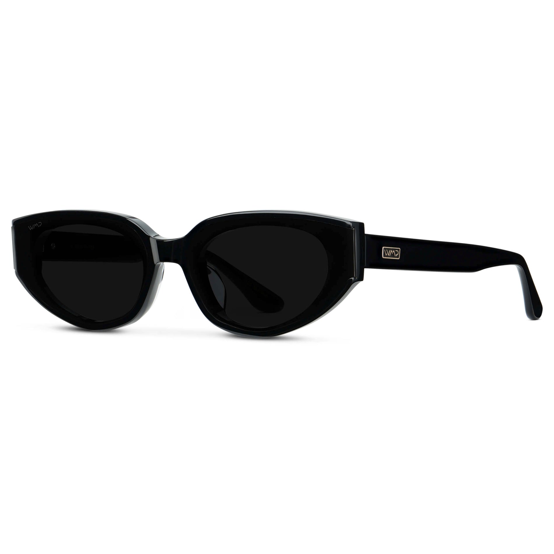 Black / Triple Black Lens || Women's Narrow Cat-Eye Sunglasses with Black Acetate frame and Non-Polarized Triple Black Lens
