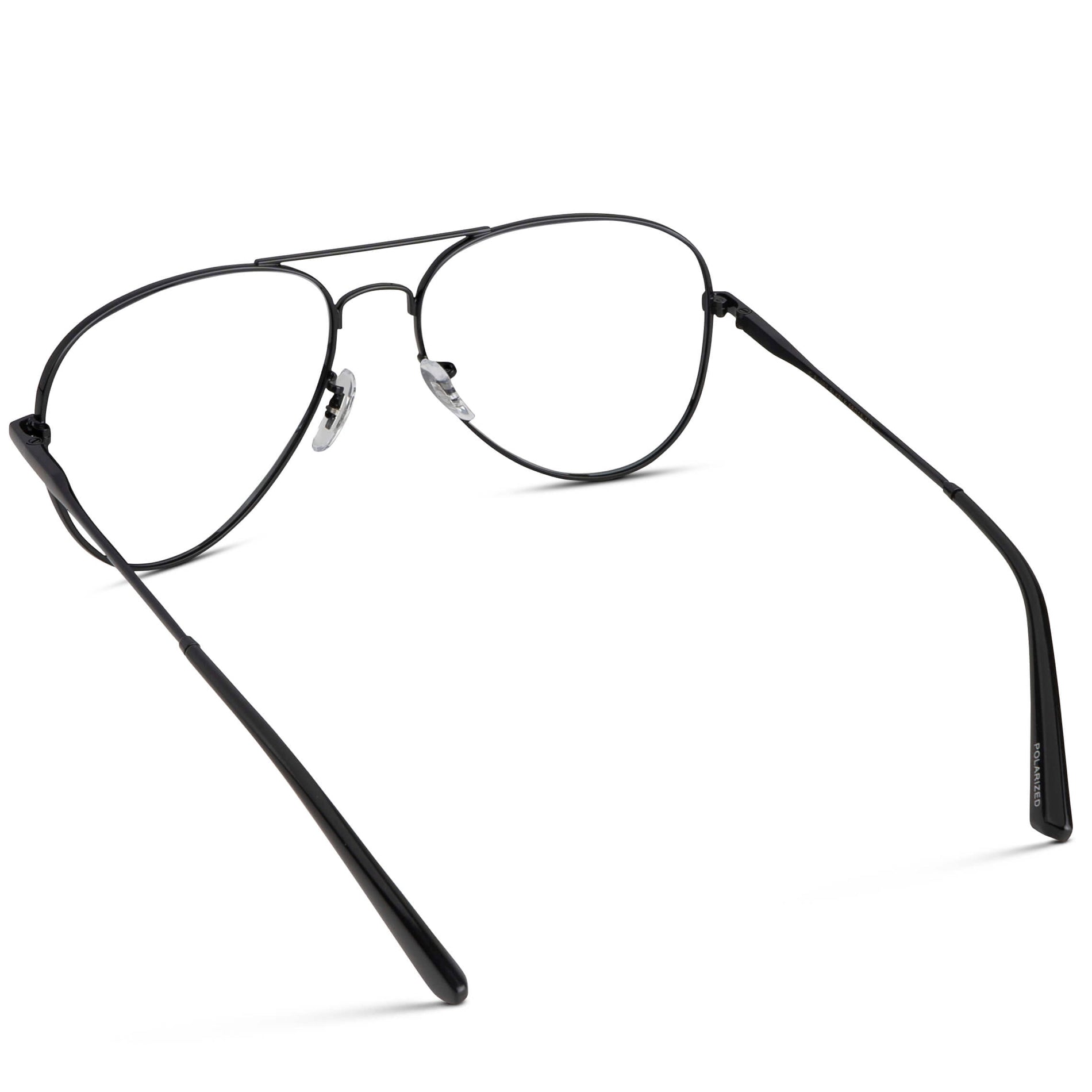 Full Black || Double Bridge Aviator Eyeglasses with Black Metal Frame and Clear Prescription Lens