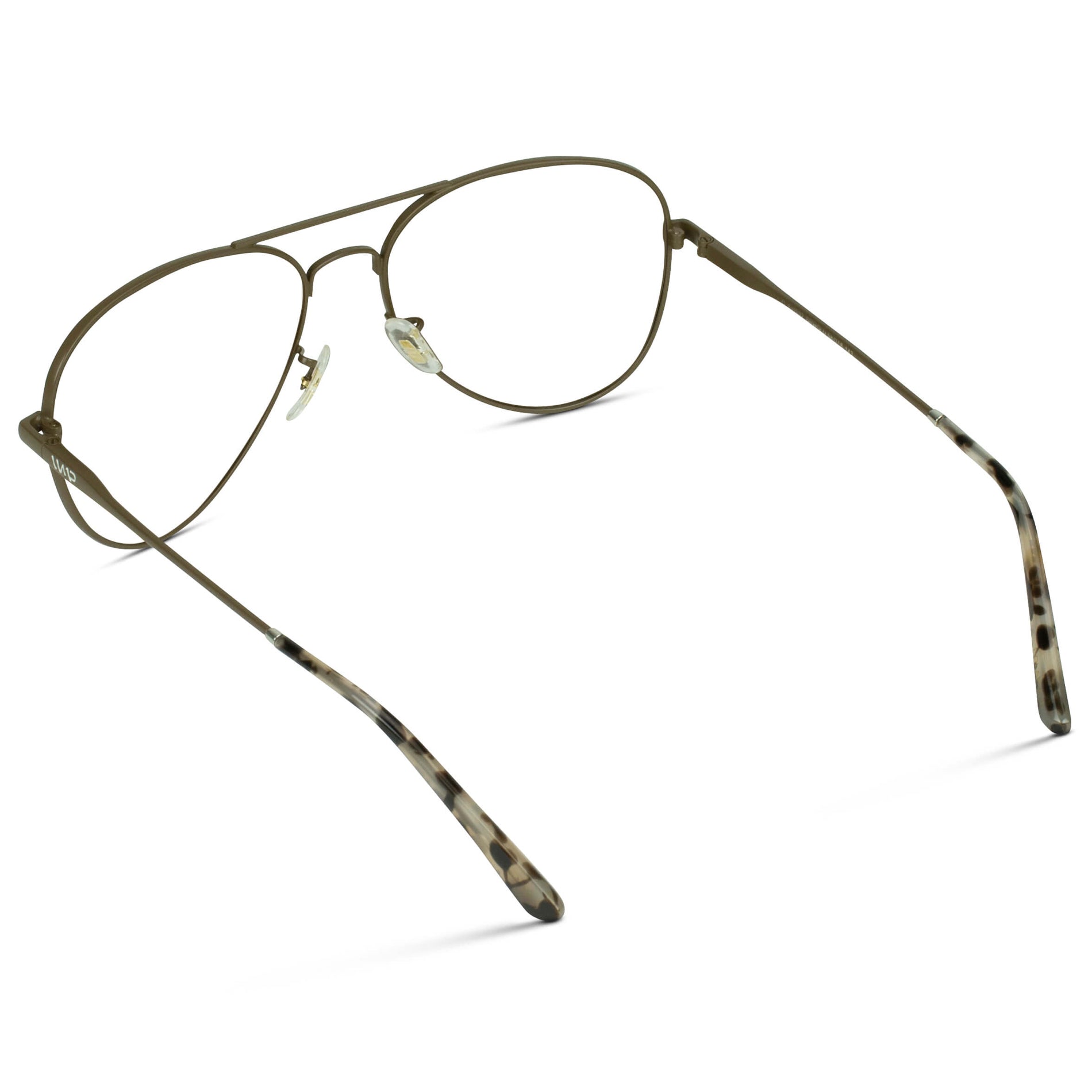 Woodland || Double Bridge Aviator Eyeglasses with Brown Metal Frame and Clear Prescription Lens