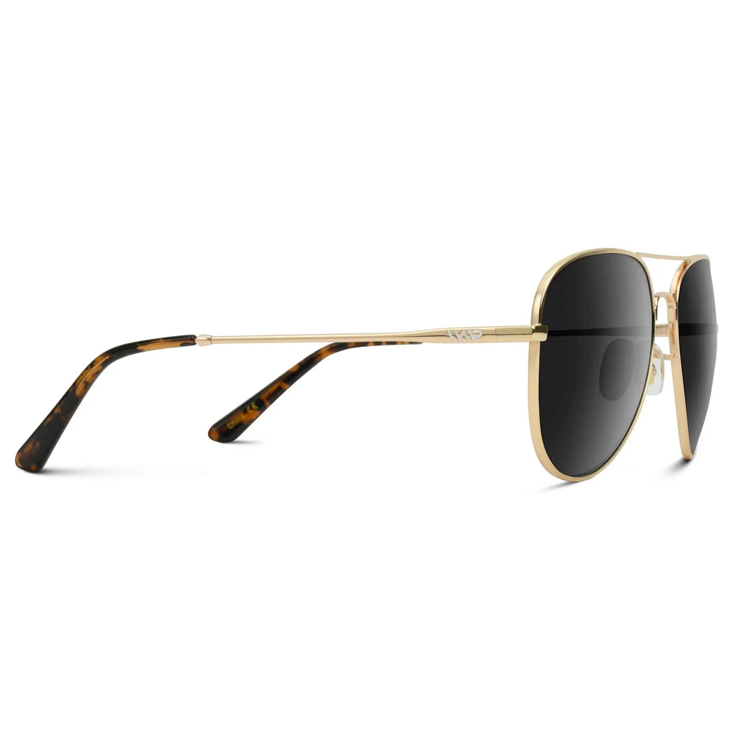 Gold Frame/Black Lens || Men's Gold Double Bridge Aviator Sunglasses with Black Polarized Lenses