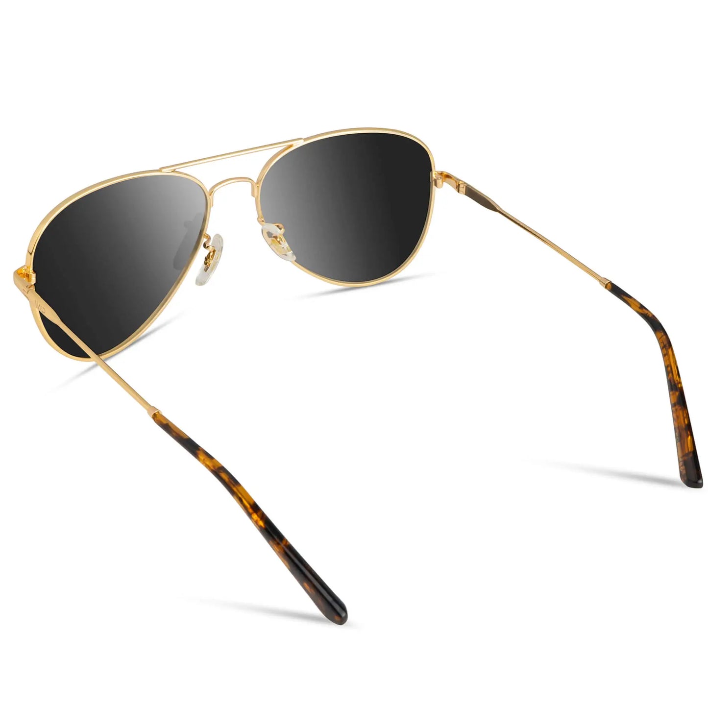 Gold Frame/Black Lens || Men's Gold Double Bridge Aviator Sunglasses with Black Polarized Lenses