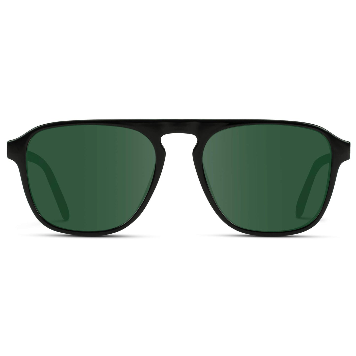 Black Beige Tort / G15 Lens || Black Single Bridge Aviator Sunglasses with Green Prescription Lenses