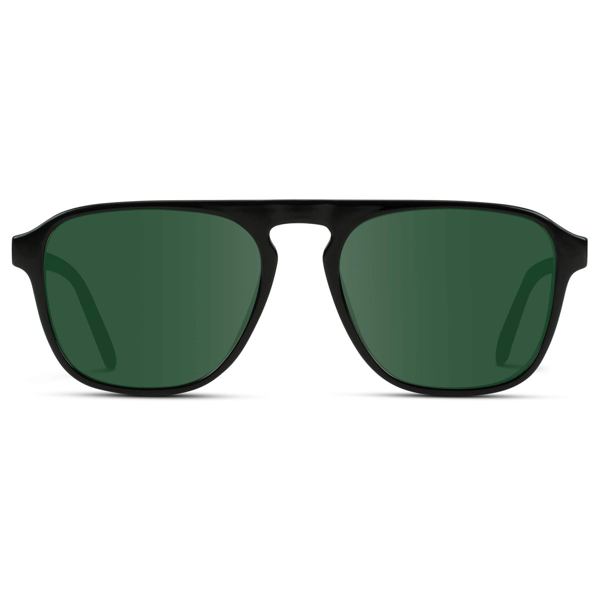 Black Beige Tort / G15 Lens || Black Single Bridge Aviator Sunglasses with Green Prescription Lenses
