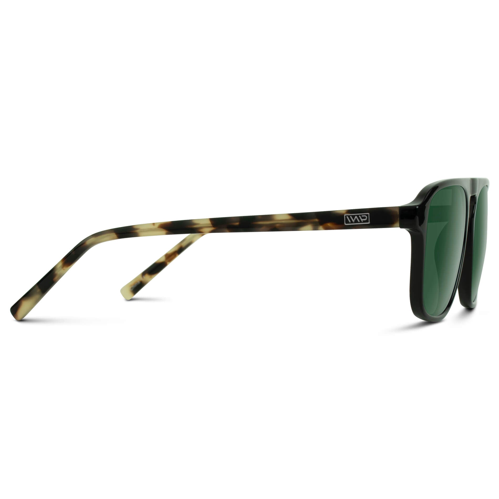 Black Beige Tort / G15 Lens || Black Single Bridge Aviator Sunglasses with Green Prescription Lenses