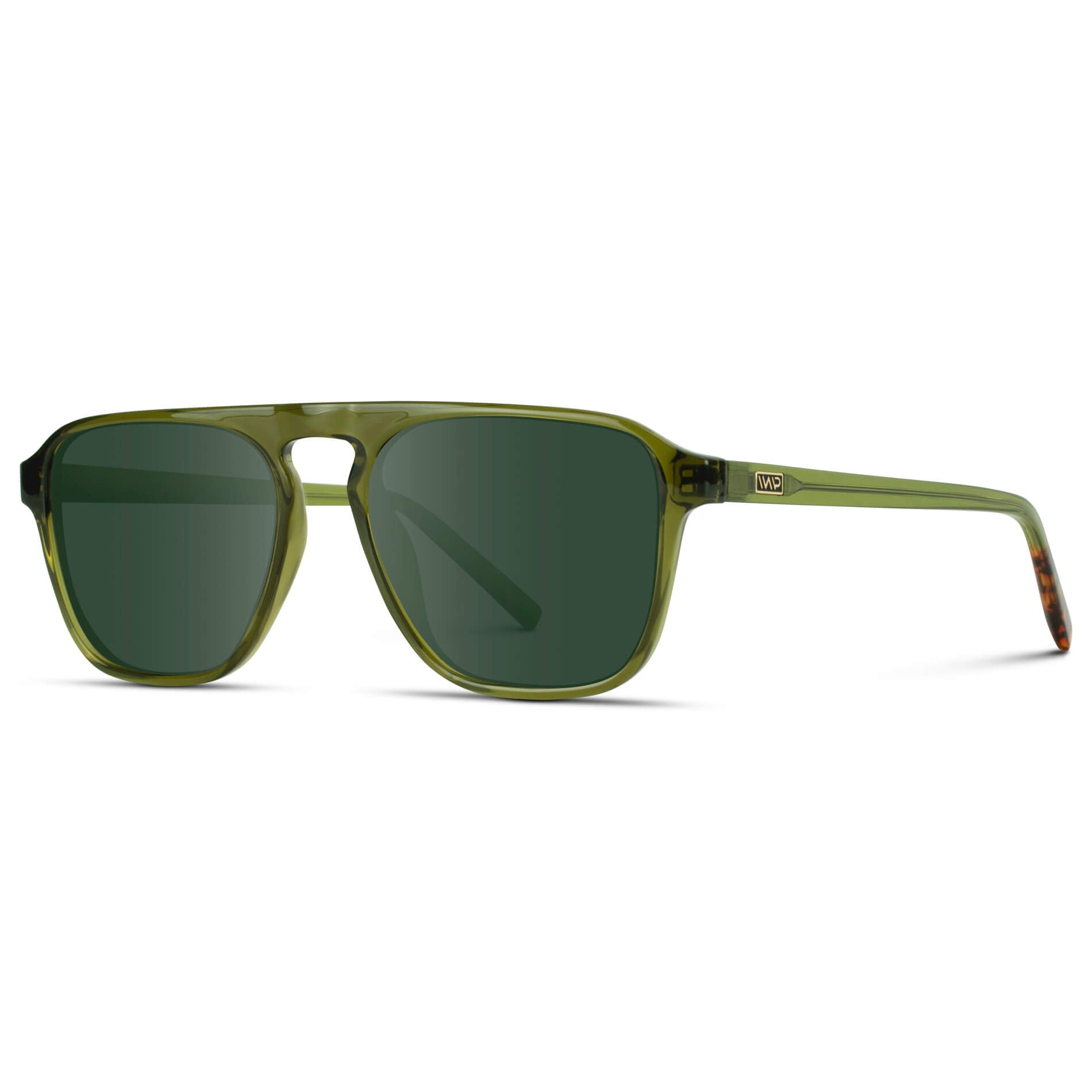 Crystal Saguaro Green / G15 Lens || Green Single Bridge Aviator Sunglasses with Green Prescription Lenses