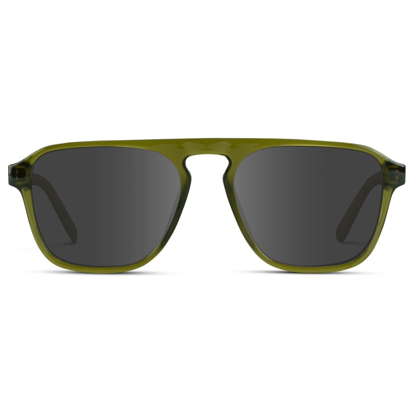 Crystal Saguaro Green / Grey Lens || Green Single Bridge Aviator Sunglasses with Grey Prescription Lenses