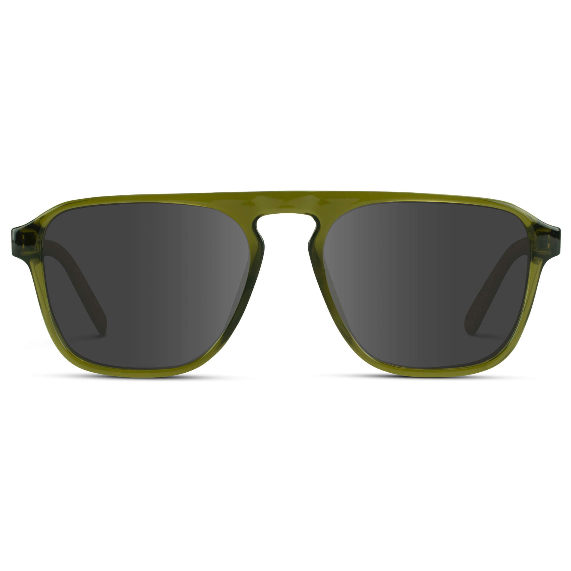 Crystal Saguaro Green / Grey Lens || Green Single Bridge Aviator Sunglasses with Grey Prescription Lenses