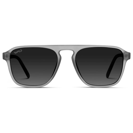 Moonrock Grey / Black Gradient Lens || Grey Single Bridge Aviator Sunglasses with Black Polarized Lenses