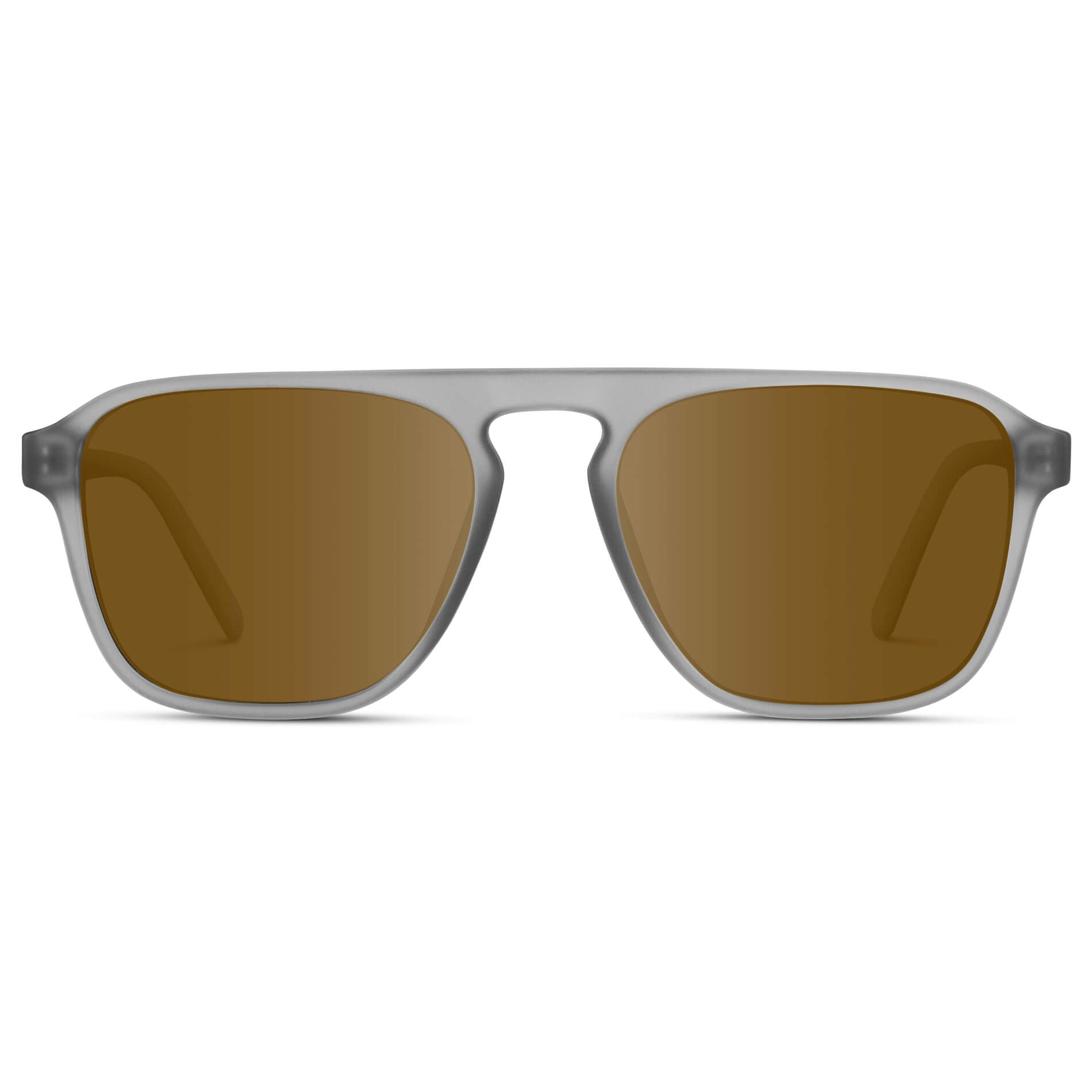 Moonrock Grey / Amber Lens || Grey Single Bridge Aviator Prescription Sunglasses with Brown Lenses