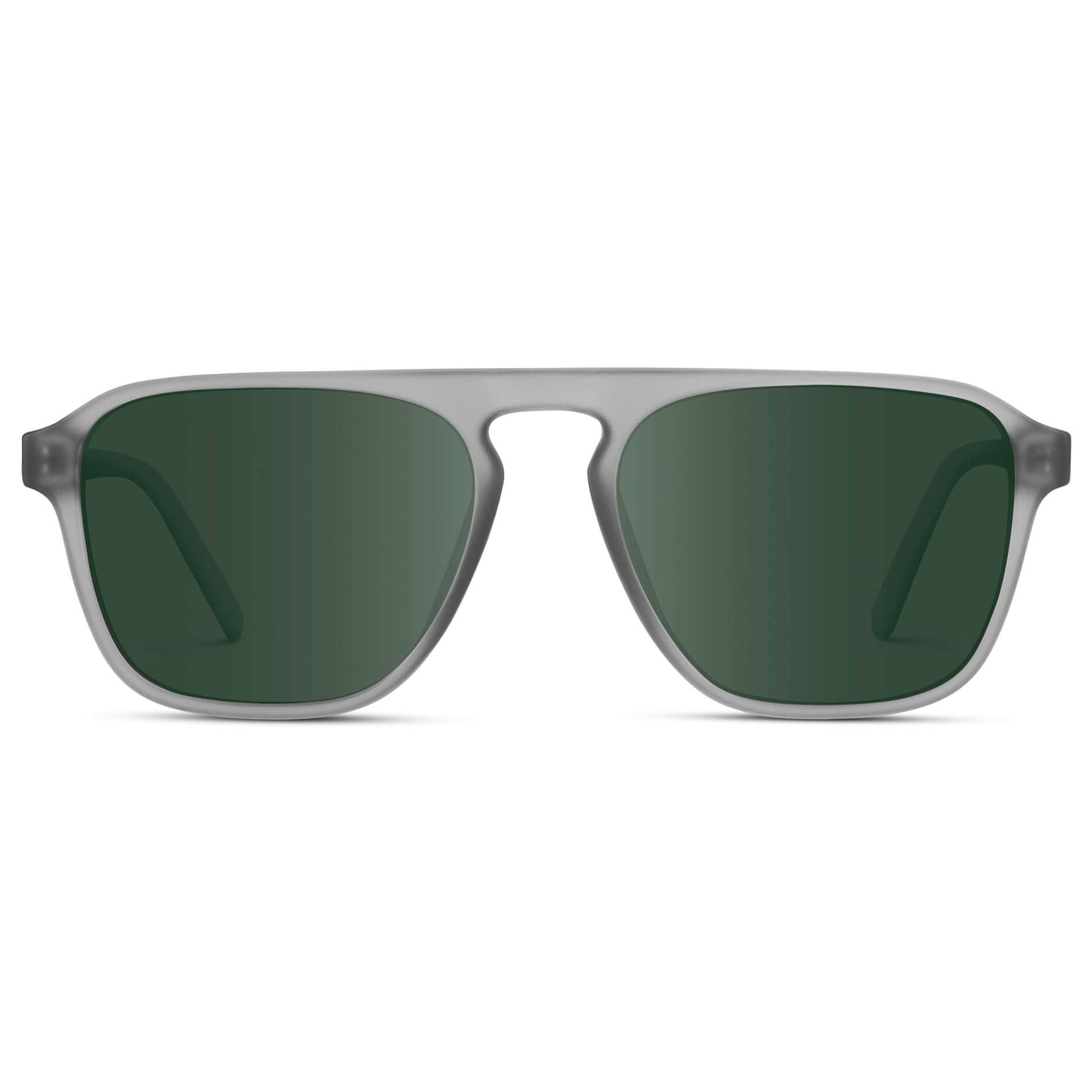 Moonrock Grey / G15 Lens || Grey Single Bridge Aviator Prescription Sunglasses with Green Lenses
