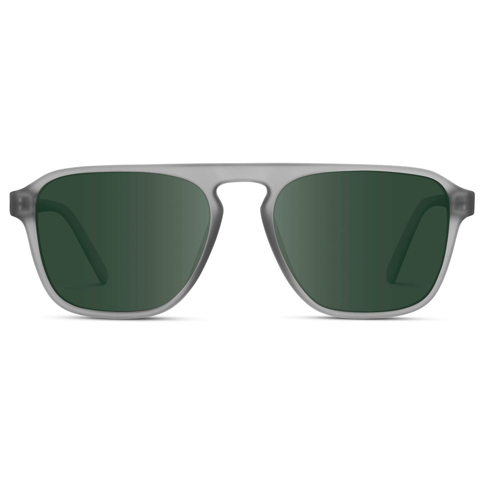 Moonrock Grey / G15 Lens || Grey Single Bridge Aviator Prescription Sunglasses with Green Lenses