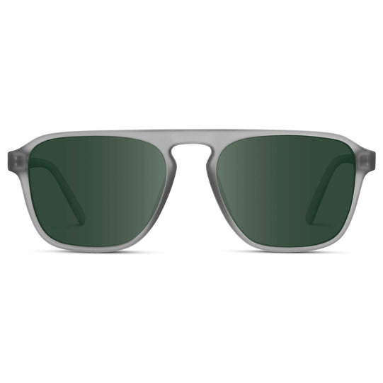 Moonrock Grey / G15 Lens || Grey Single Bridge Aviator Prescription Sunglasses with Green Lenses