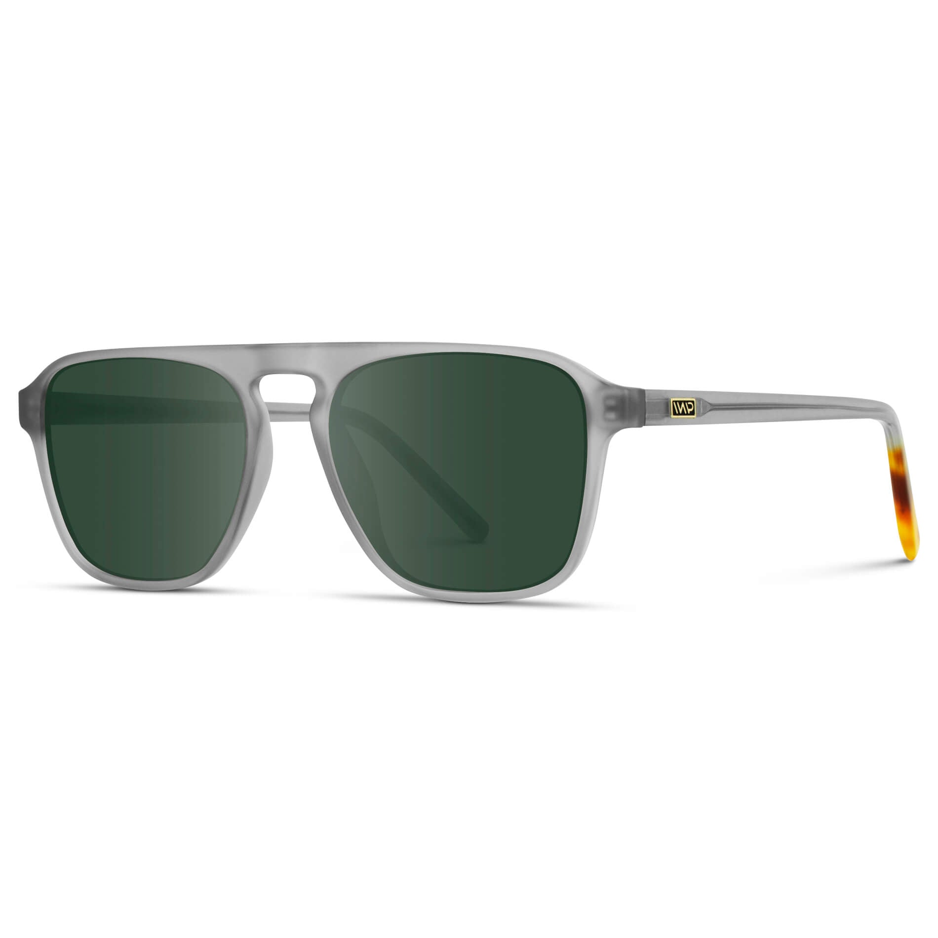 Moonrock Grey / G15 Lens || Grey Single Bridge Aviator Prescription Sunglasses with Green Lenses
