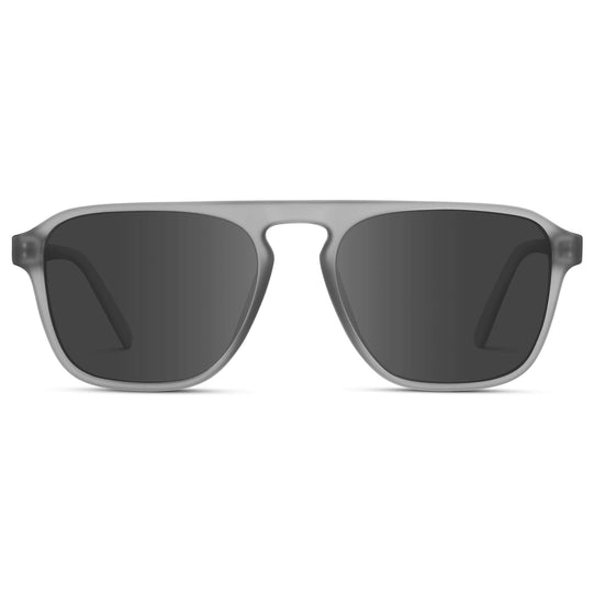 Moonrock Grey / Grey Lens || Grey Single Bridge Aviator Prescription Sunglasses with Grey Lenses