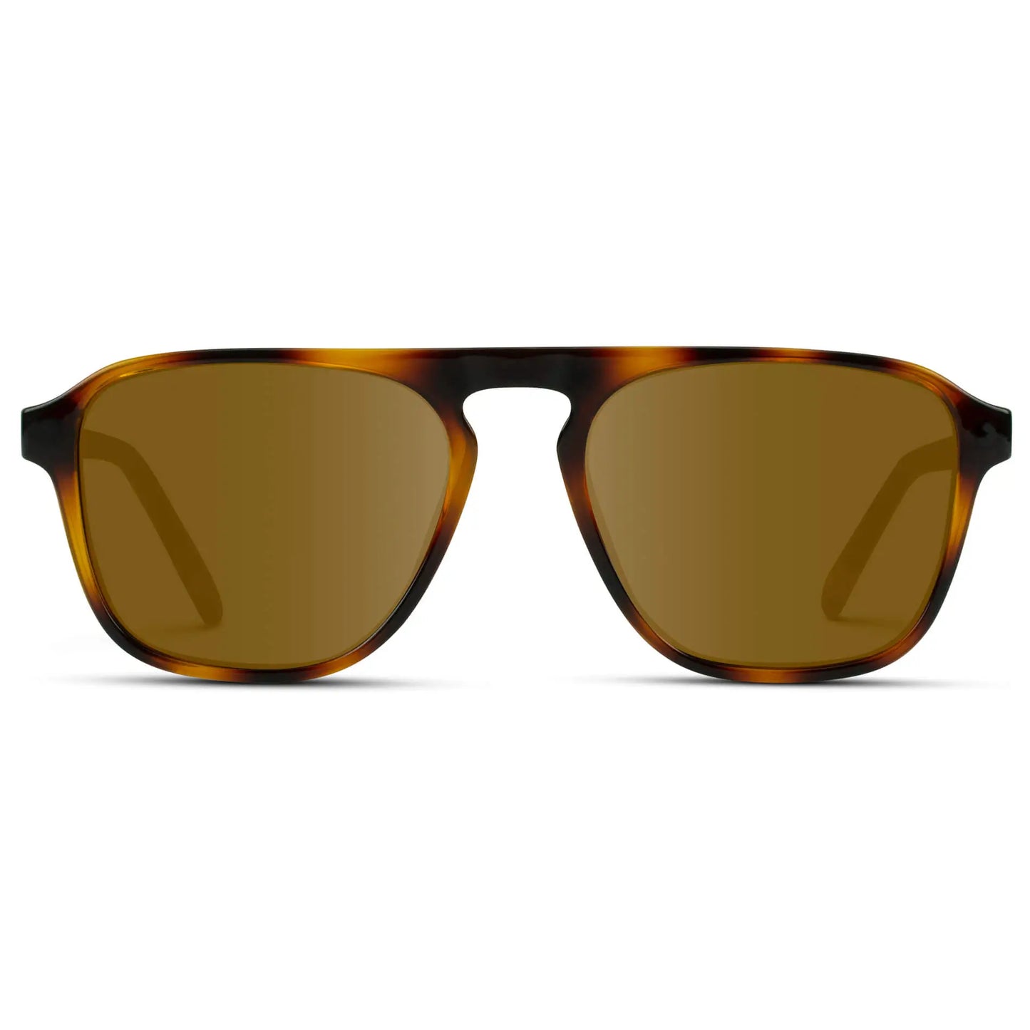 Whiskey Brown Tortoise / Amber || Tortoise Single Bridge Aviator Sunglasses with Brown Prescription Lenses on a white background