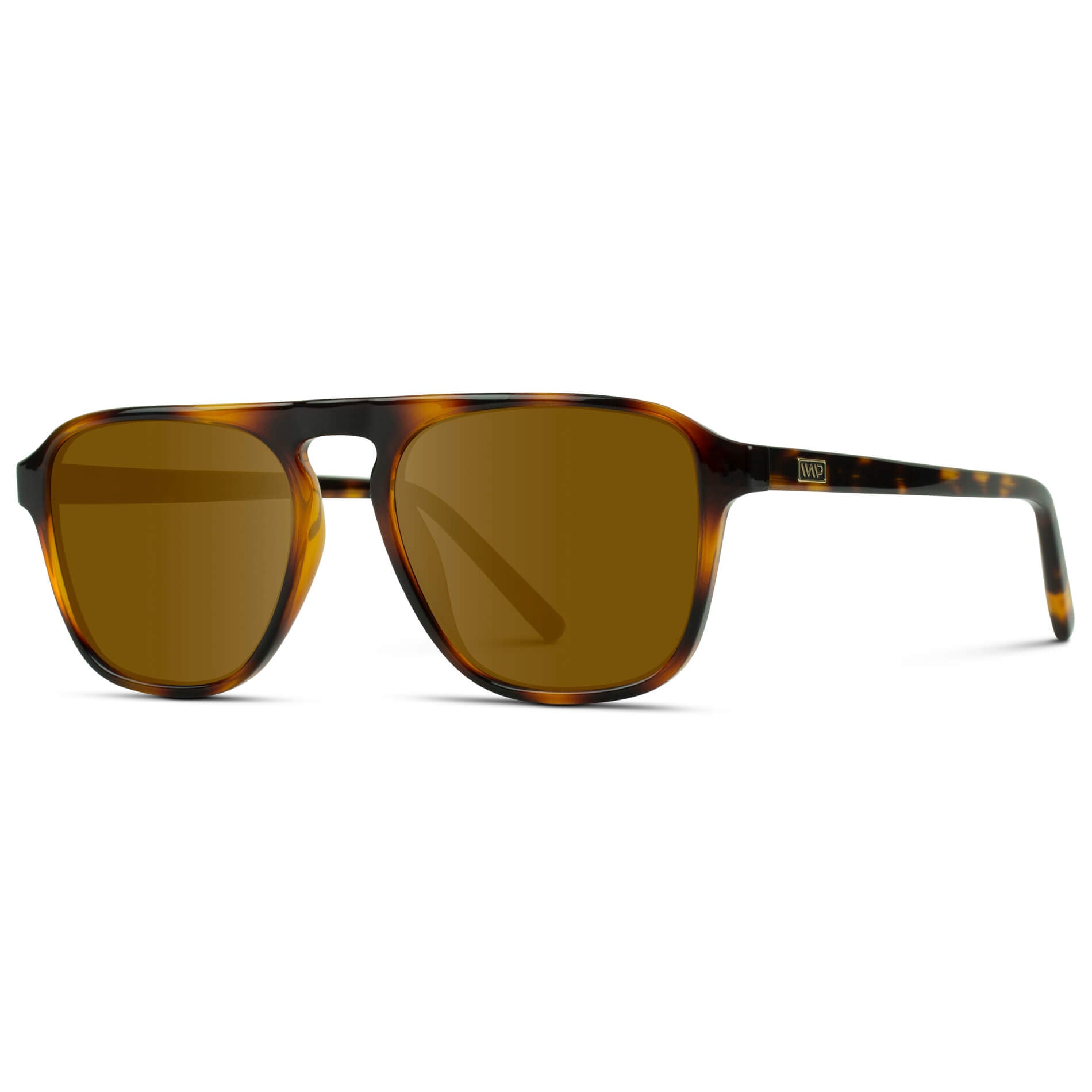 Whiskey Brown Tortoise / Amber Lens || Tortoise Single Bridge Aviator Sunglasses with Brown Prescription Lenses