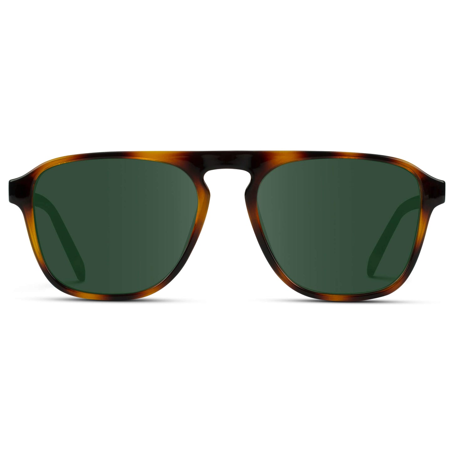Whiskey Brown Tortoise / G15 Lens || Tortoise Single Bridge Aviator Sunglasses with Green Prescription Lenses