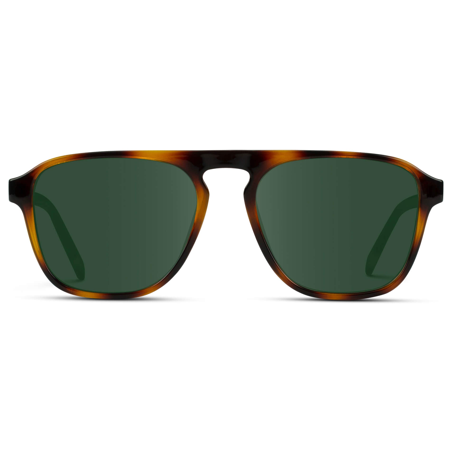 Whiskey Brown Tortoise / G15 Lens || Tortoise Single Bridge Aviator Sunglasses with Green Prescription Lenses