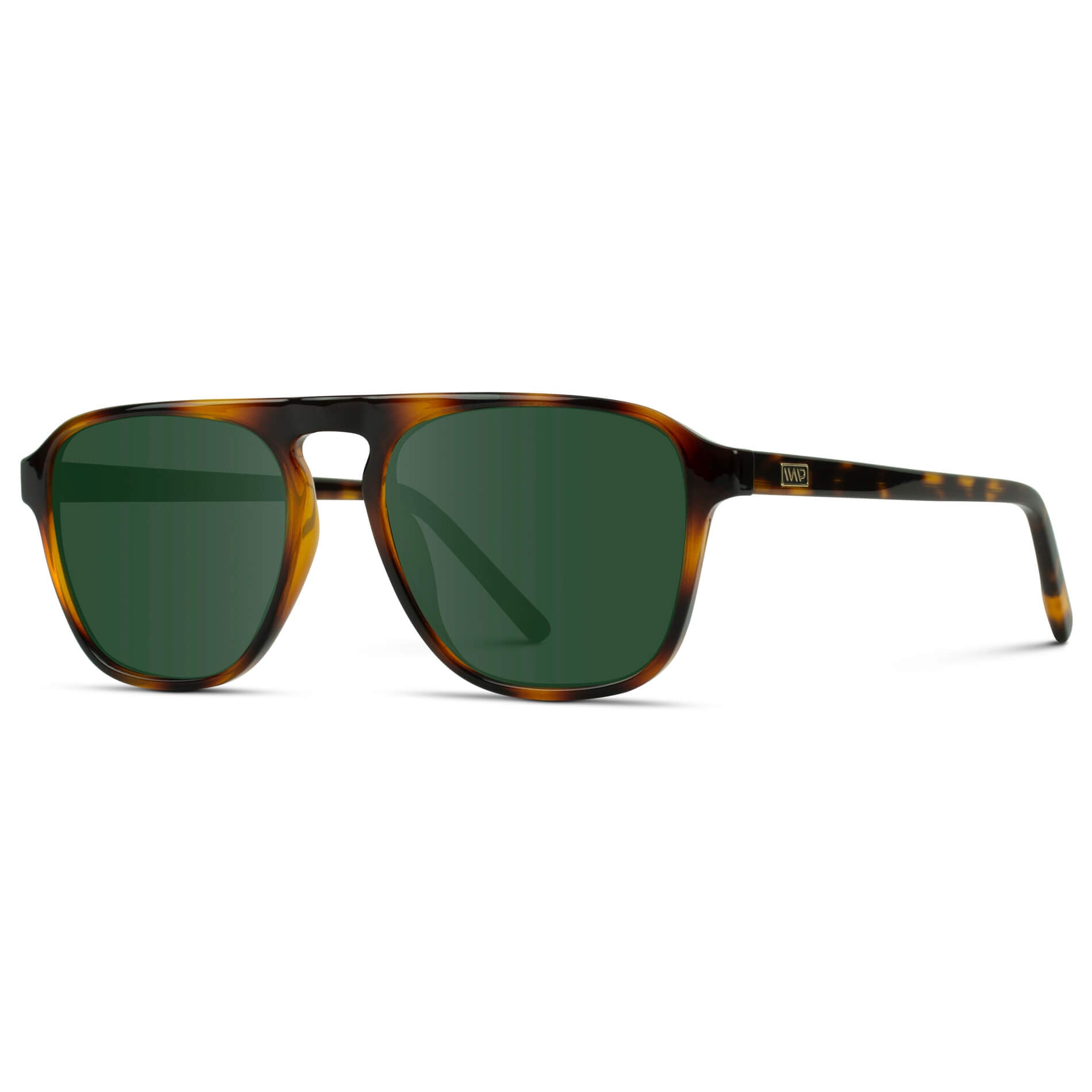 Whiskey Brown Tortoise / G15 Lens || Tortoise Single Bridge Aviator Sunglasses with Green Prescription Lenses