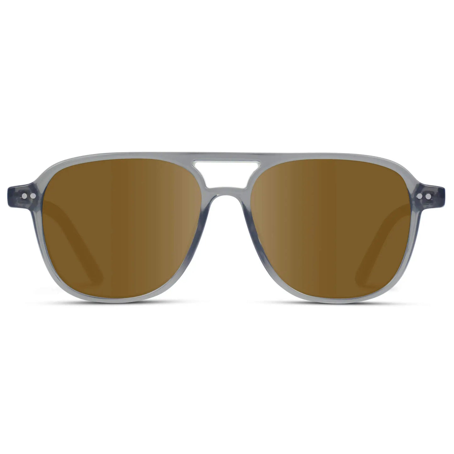 Crystal Mist / Amber || Women's Square Frame Prescription Sunglasses in Crystal Mist with Amber Lens on a white background
