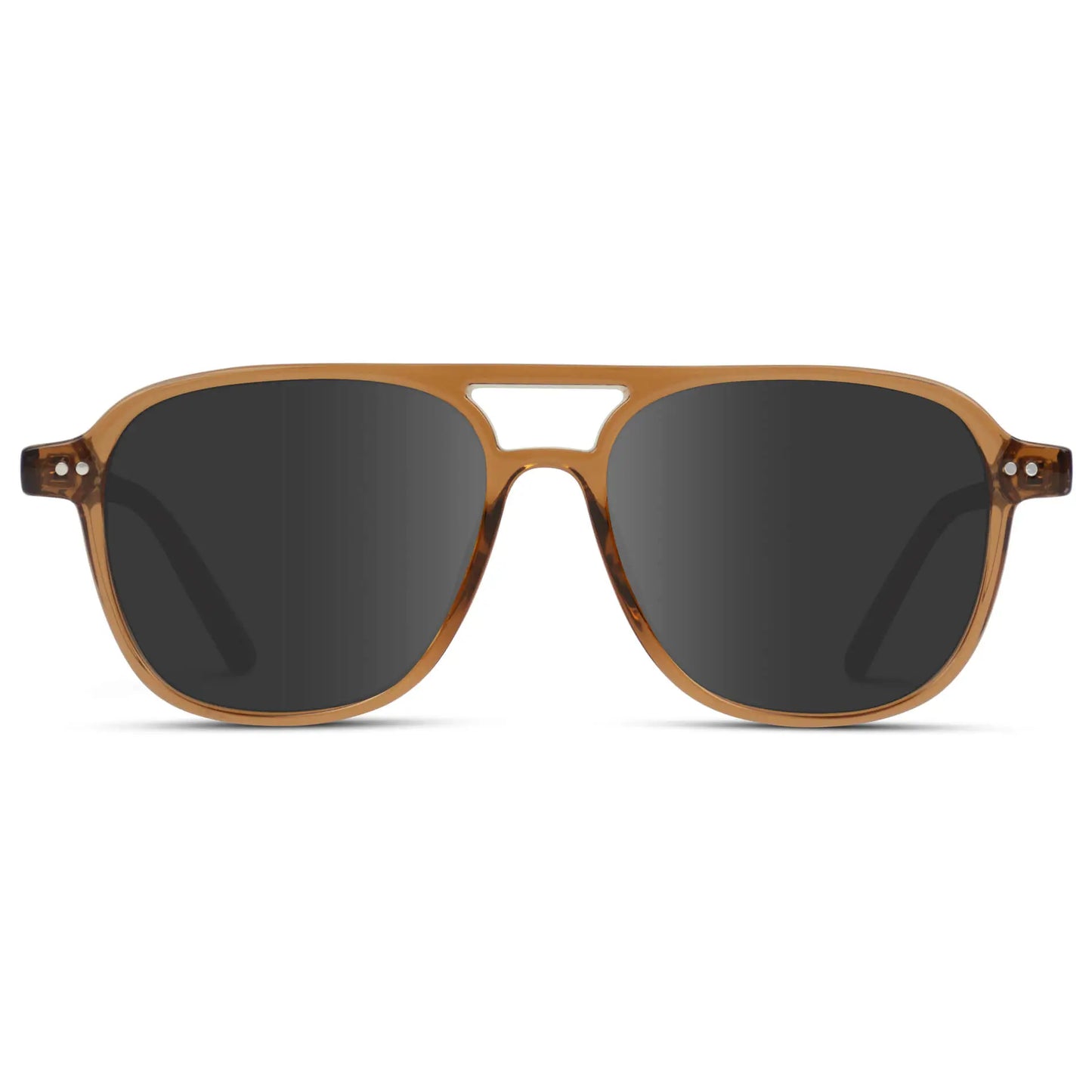 Crystal Copper / Grey || Women's Square Frame Prescription Sunglasses in Crystal Copper with Grey Lens on a white background
