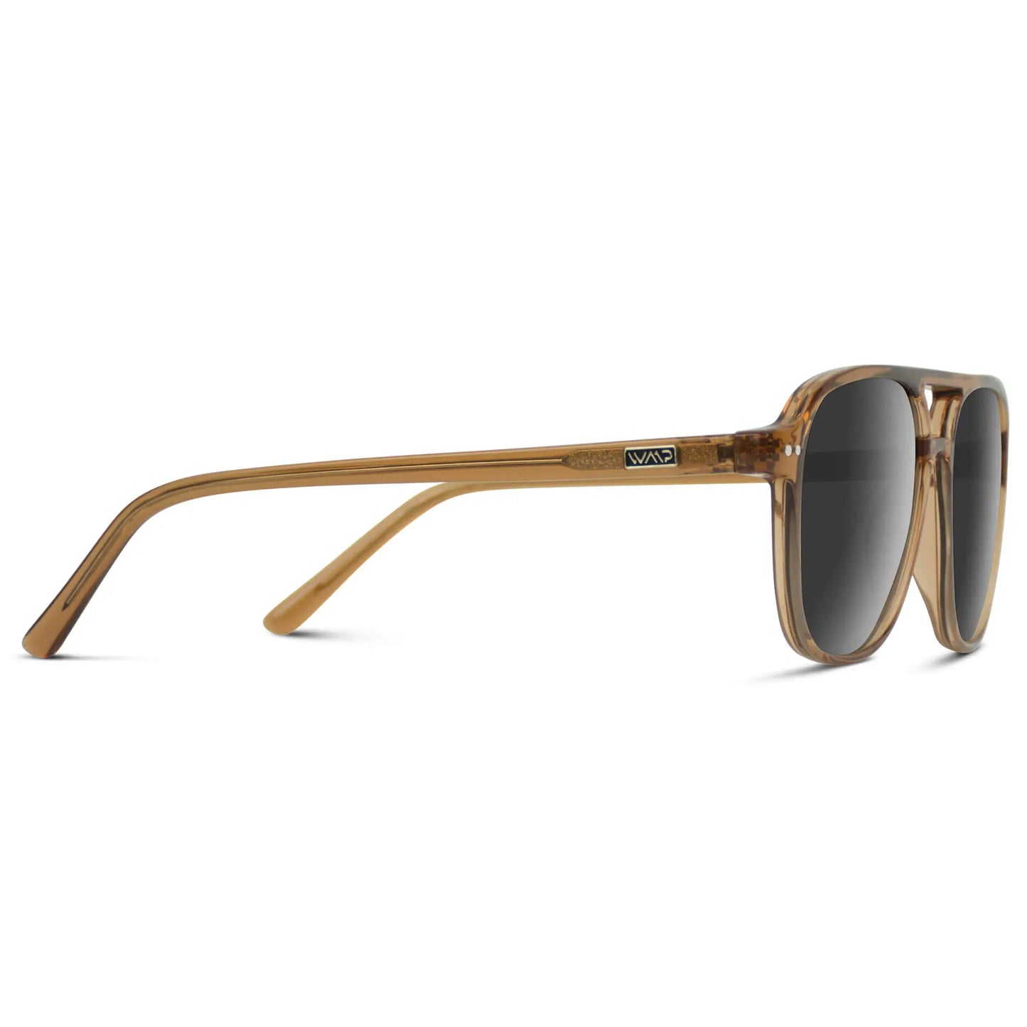 Crystal Copper / Grey || Back view of Women's Square Frame Prescription Sunglasses in Crystal Copper with Grey Lens on a white background