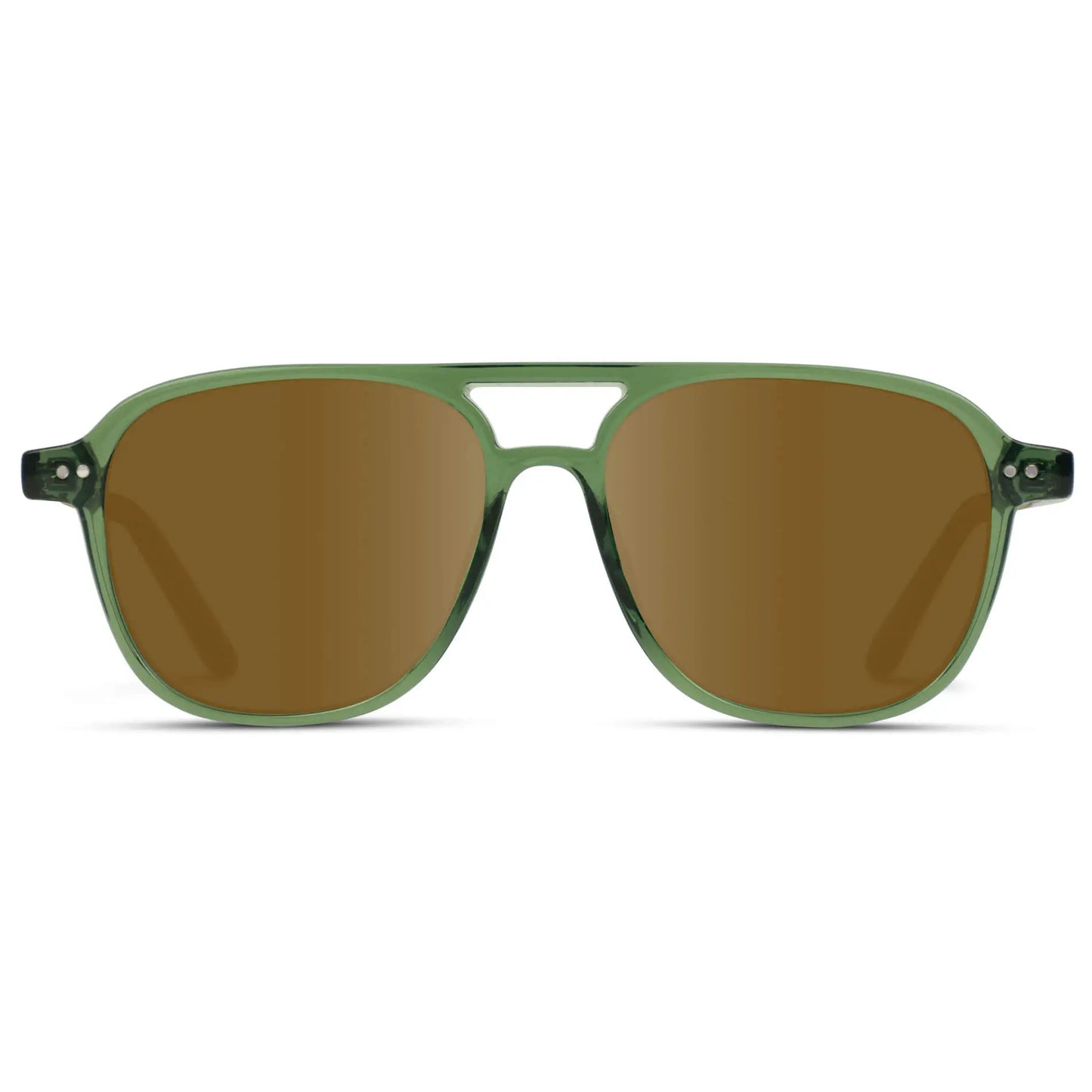 Emerald Green / Amber || Women's Square Frame Prescription Sunglasses in Emerald Green with Amber Lens on a white background