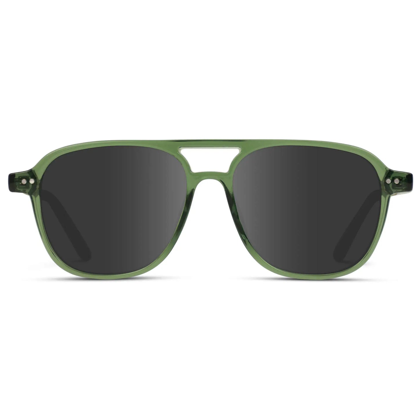 Emerald Green / Grey || Women's Square Frame Prescription Sunglasses in Emerald Green with Grey Lens on a white background