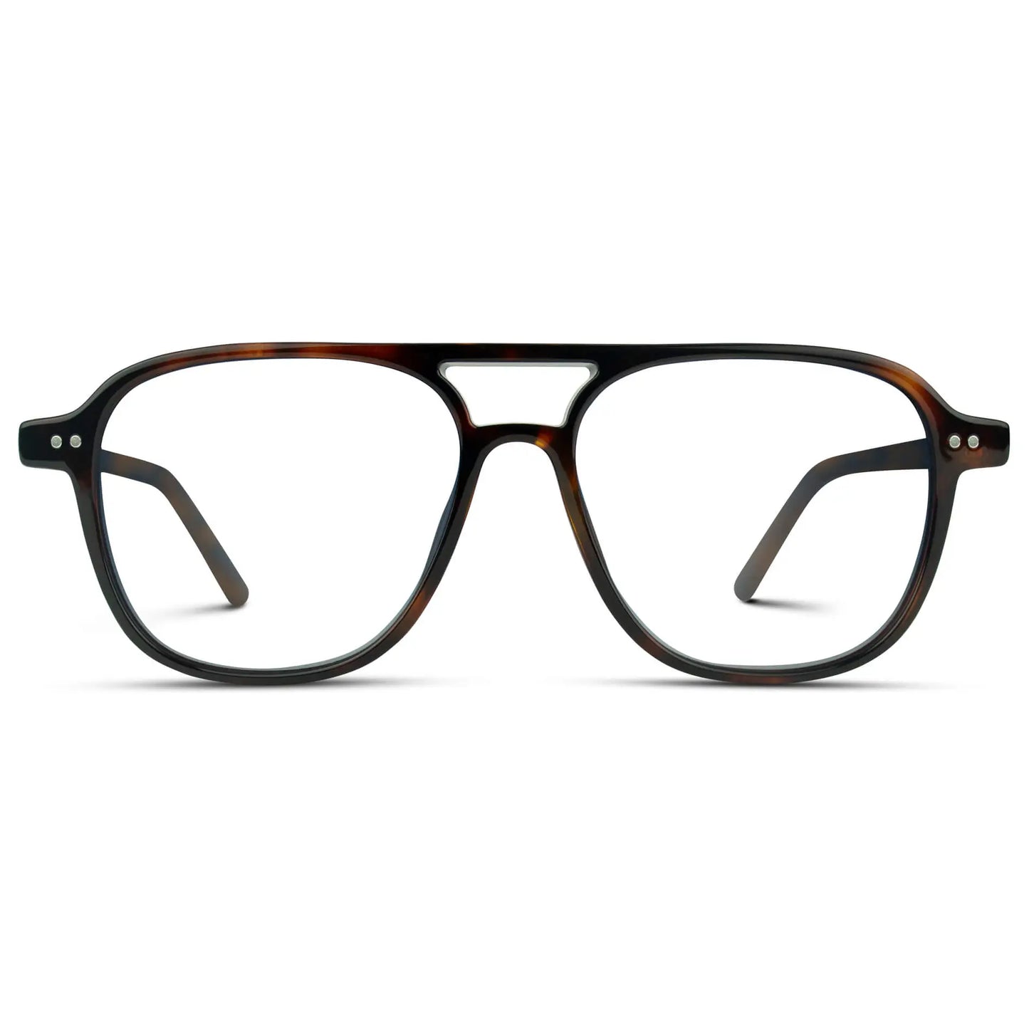 Whiskey Brown Tortoise || Women's Oversized Aviator Prescription Glasses with Whiskey Brown Tortoise Frame and Clear Lenses on a white background