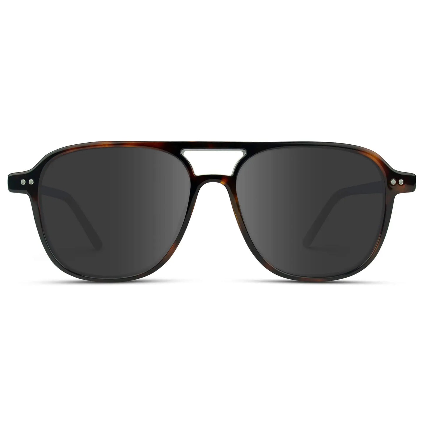 Whiskey Brown Tortoise / Grey || Women's Square Frame Prescription Sunglasses in Whiskey Brown Tortoise with Grey Lens on a white background