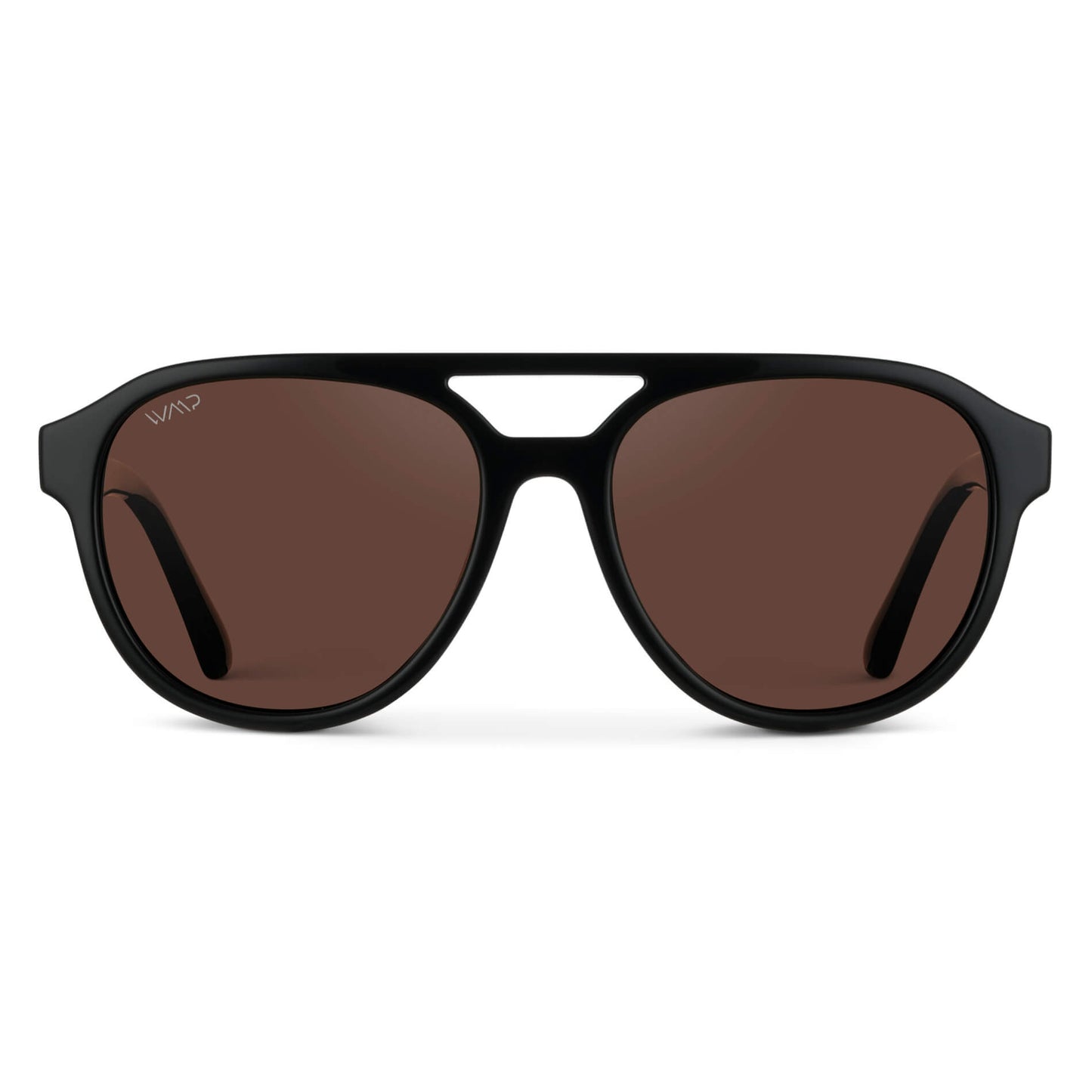 Black / Brown Lens || Black Aviator Frame Sunglasses with Brown Polarized Lenses