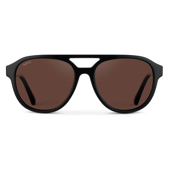 Black / Brown Lens || Black Aviator Frame Sunglasses with Brown Polarized Lenses