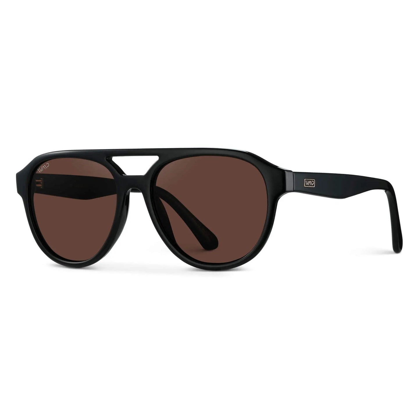 Black / Brown Lens || Black Aviator Frame Sunglasses with Brown Polarized Lenses