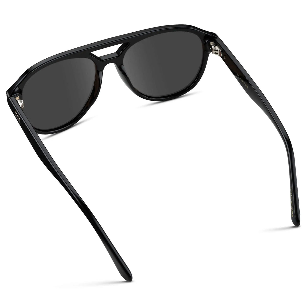 Black / Grey || Back view of Men's Aviator Style Prescription Sunglasses with Black Frame and Grey Prescription Lenses
