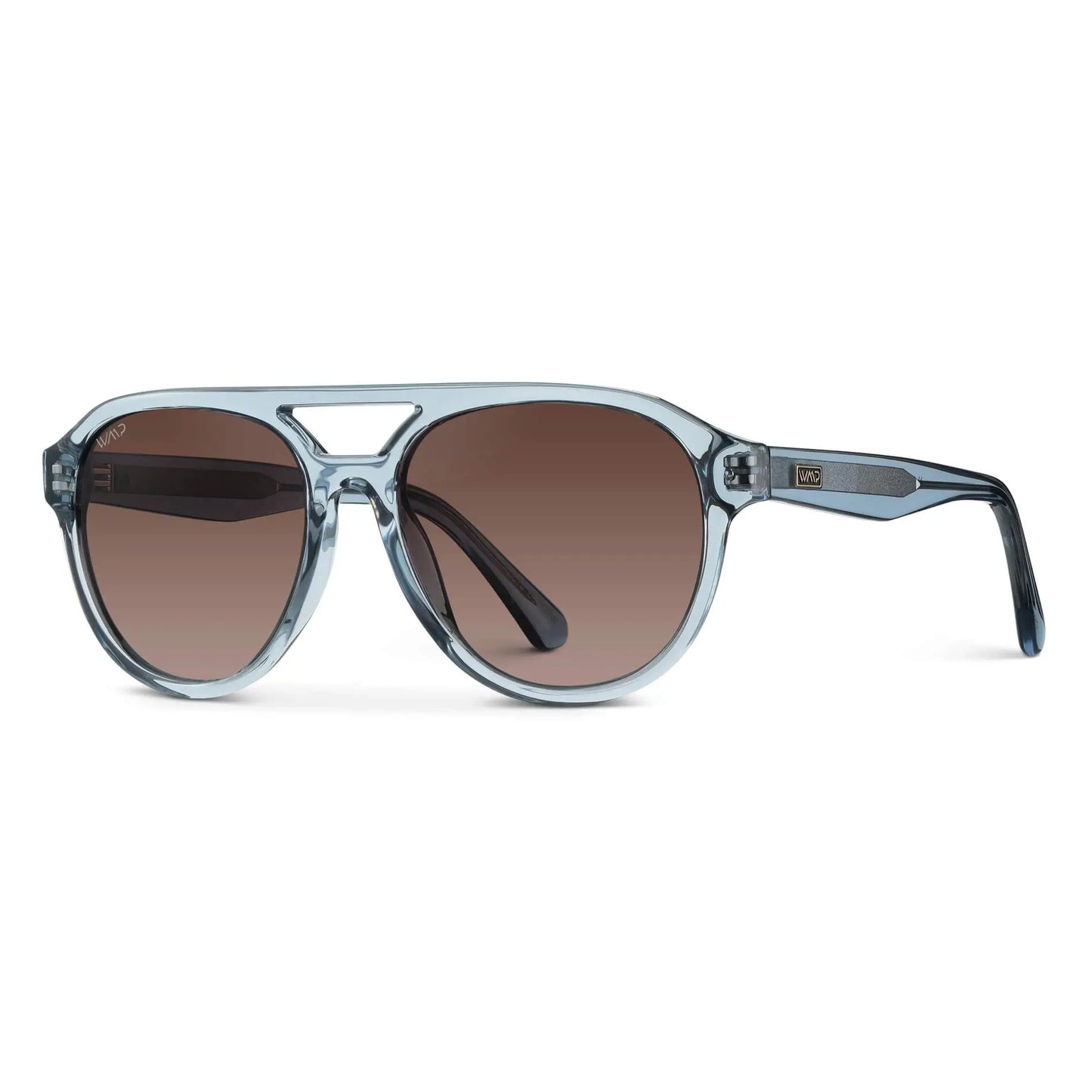 Denim Blue / Brown Gradient Lens || Blue Aviator Frame Sunglasses with Brown Polarized Lenses