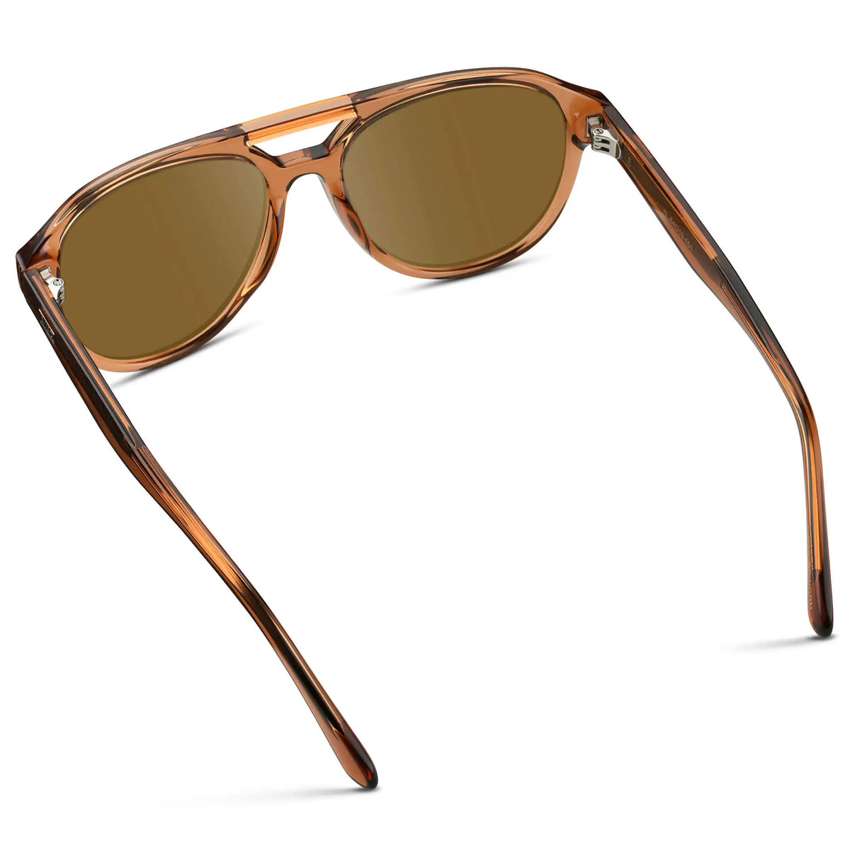 Crystal Copper / Amber || Back view of Men's Aviator Style Prescription Sunglasses with Brown Frame and Brown Prescription Lenses