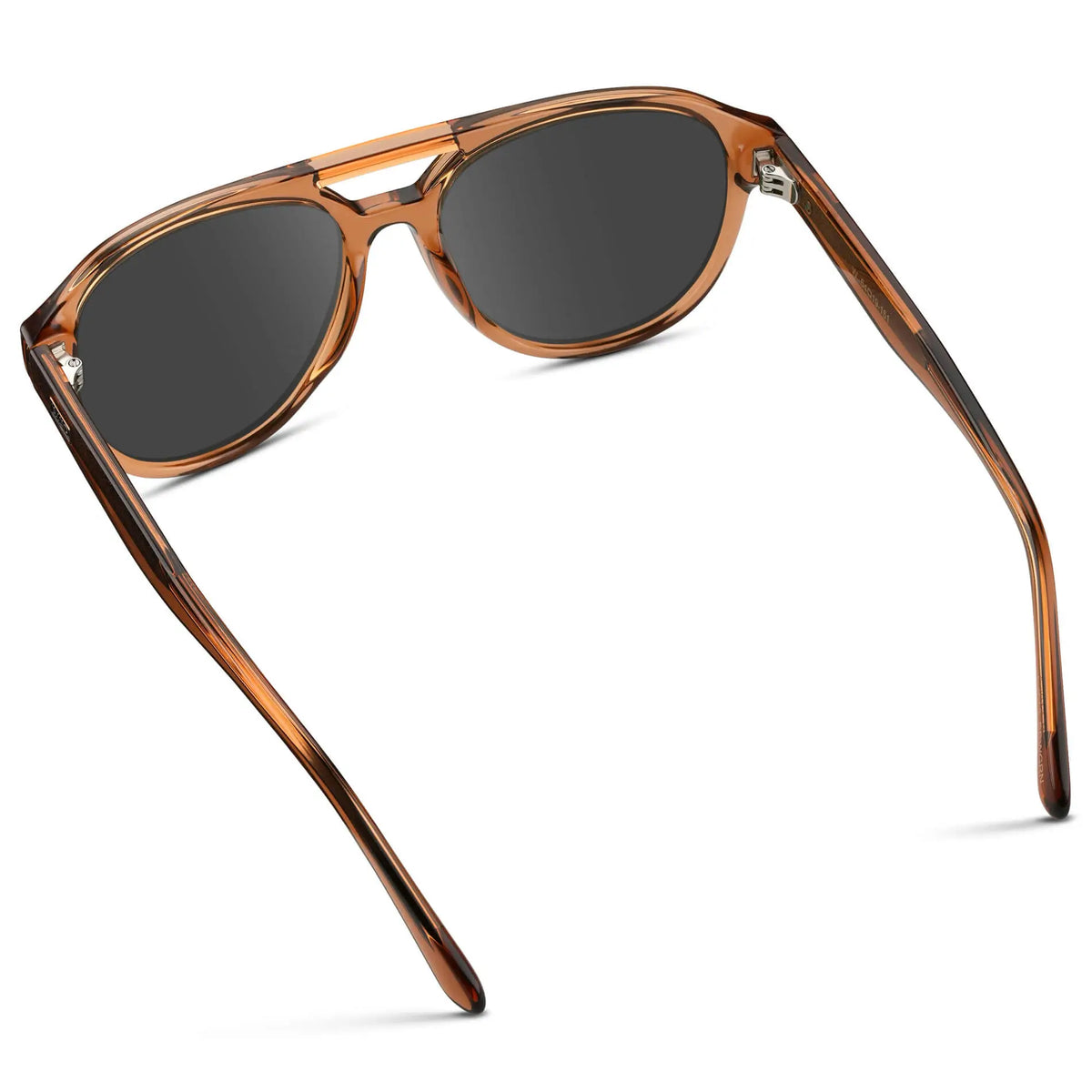 Crystal Copper / Grey || Back view of Men's Aviator Style Prescription Sunglasses with Brown Frame and Grey Prescription Lenses