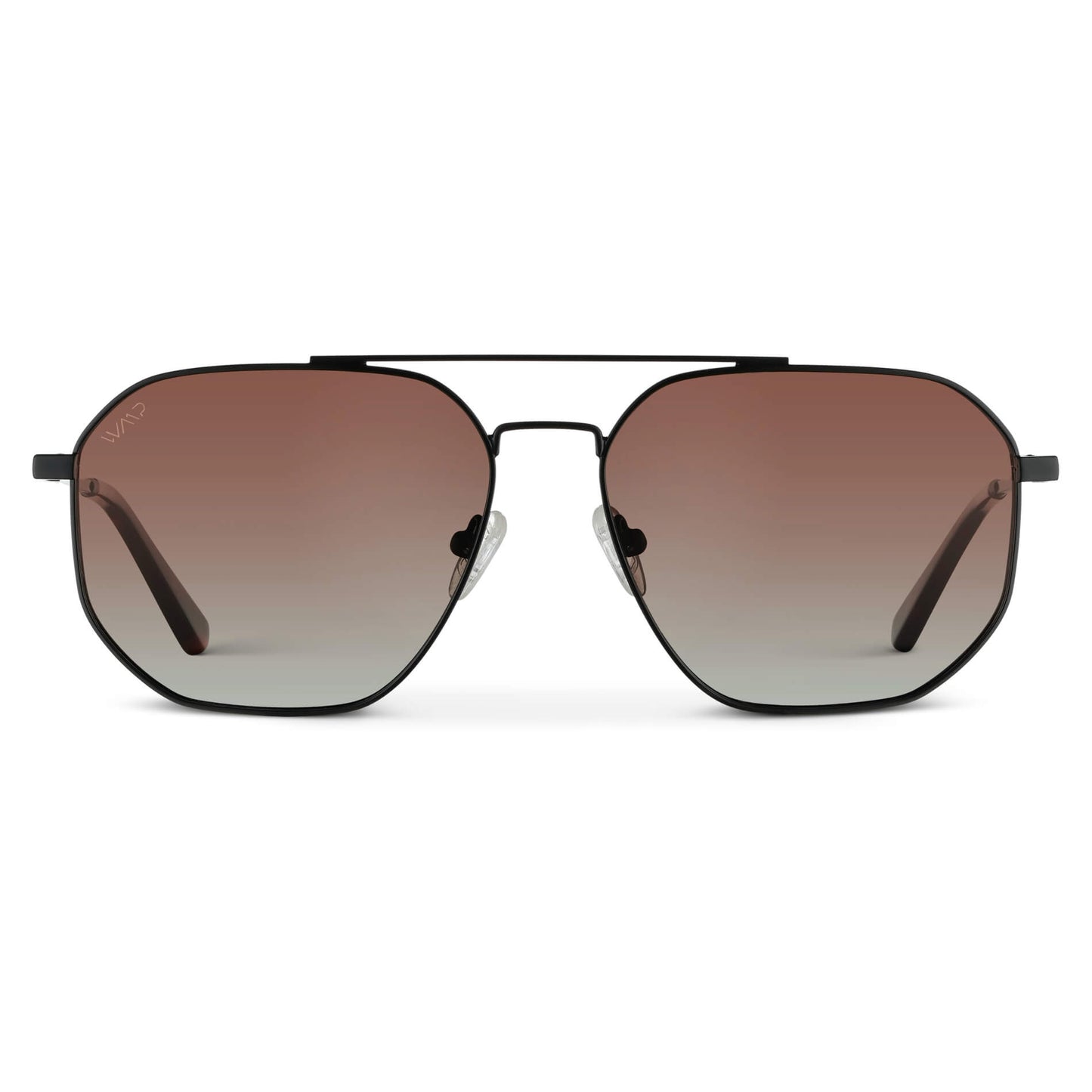 Black Carbon / Gradient Brown Lens || Modern Double Bridge Aviator Sunglasses with Black Frame and Gradient Brown Lenses