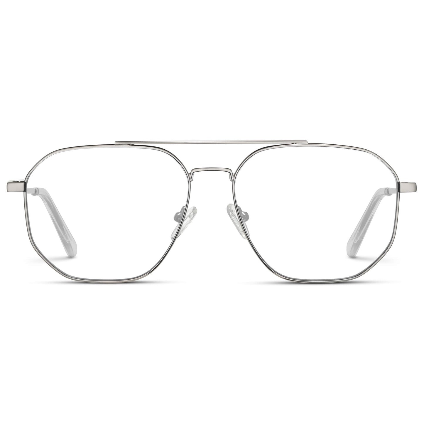 Silver || Prescription Frames with Clear Lens