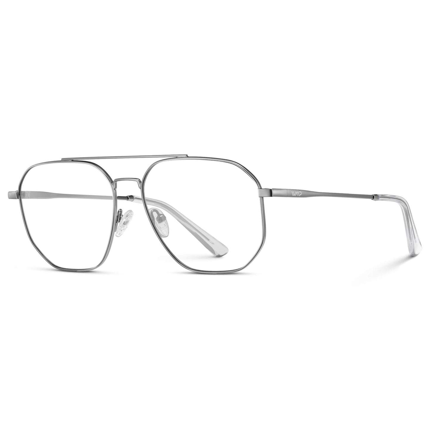 Silver || Prescription Frames with Clear Lens