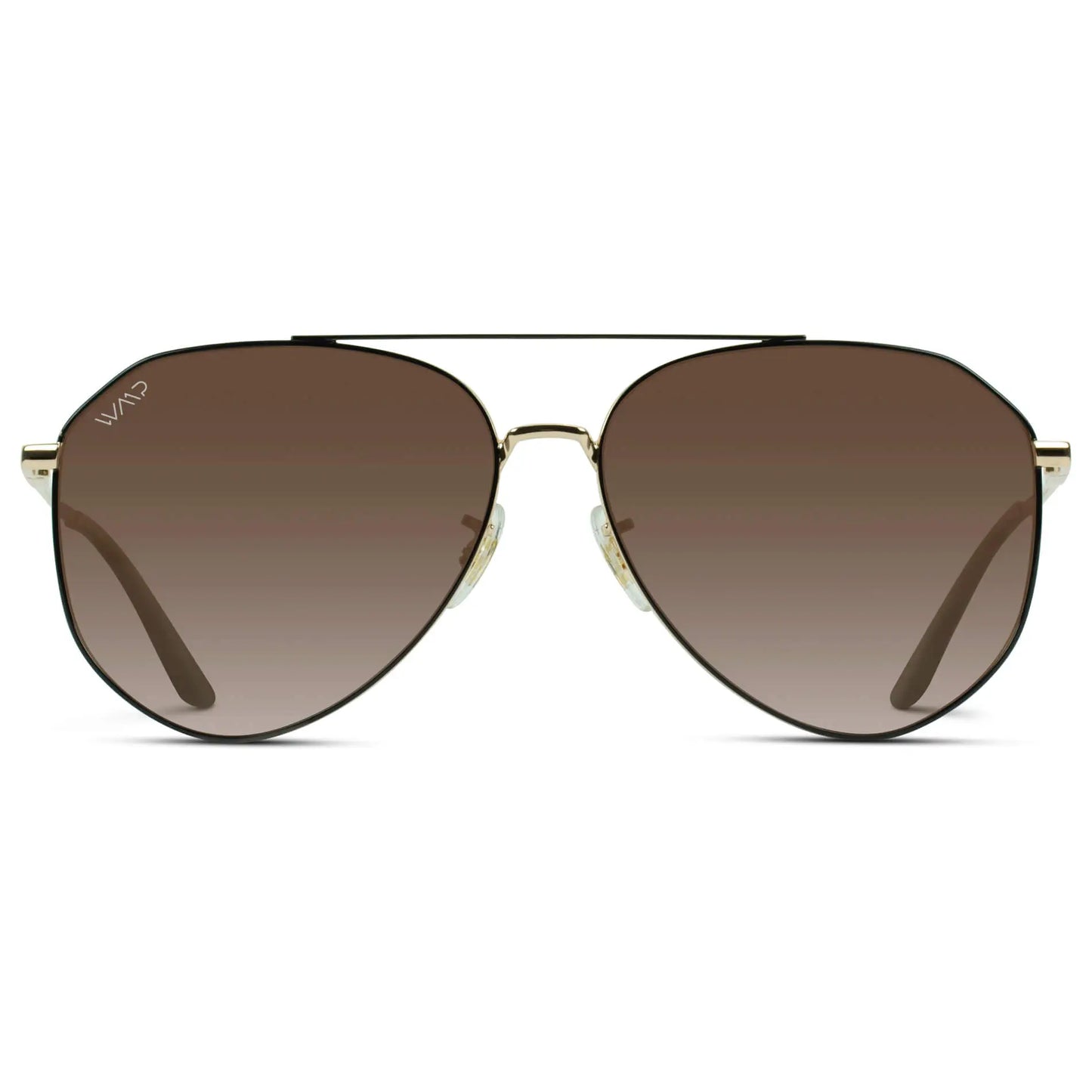 Black-Gold Frame / Brown Gradient Lens || Modern Polarized Aviator Sunglasses Brown Gradient Lens Black-Gold Frame and Comfortable Screw-less Nose Pads