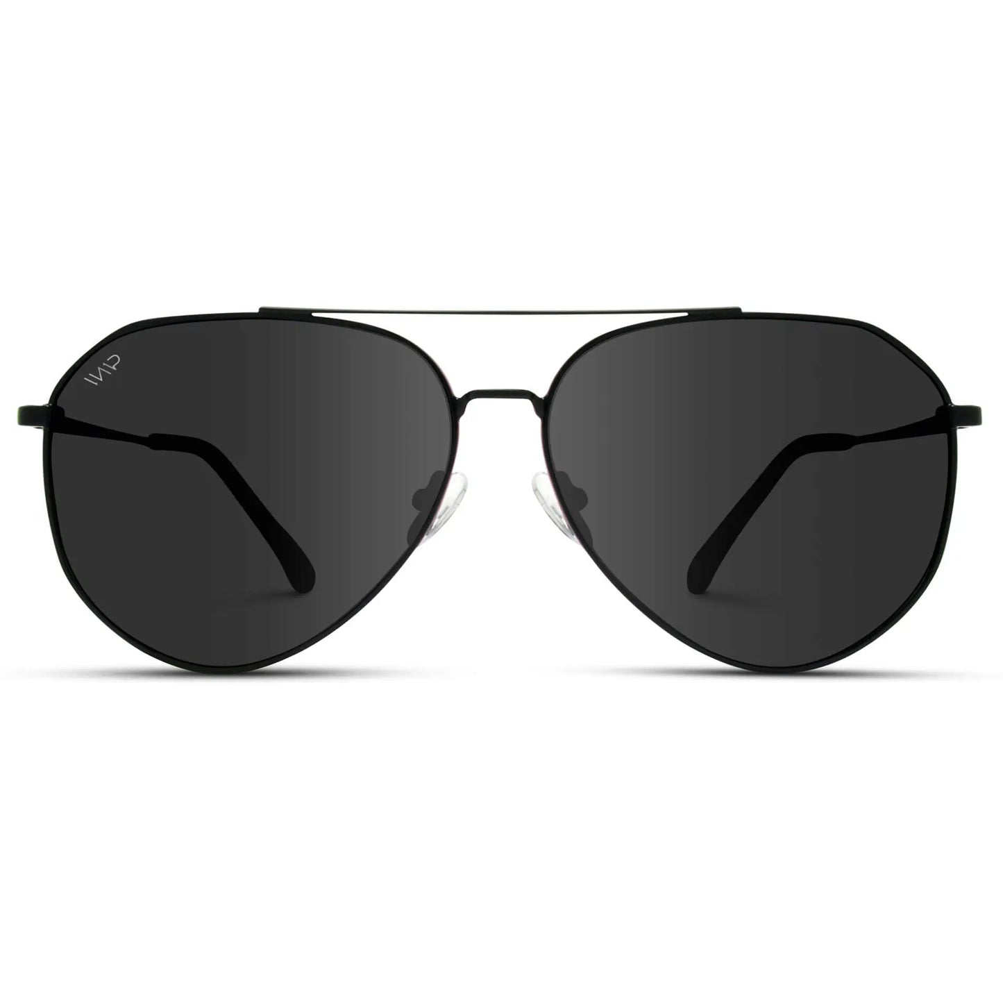 Black Frame / Black Lens || Full Black Modern Polarized Aviator Sunglasses with Sturdy Metal Frame and Comfortable Screw-less Nose Pads