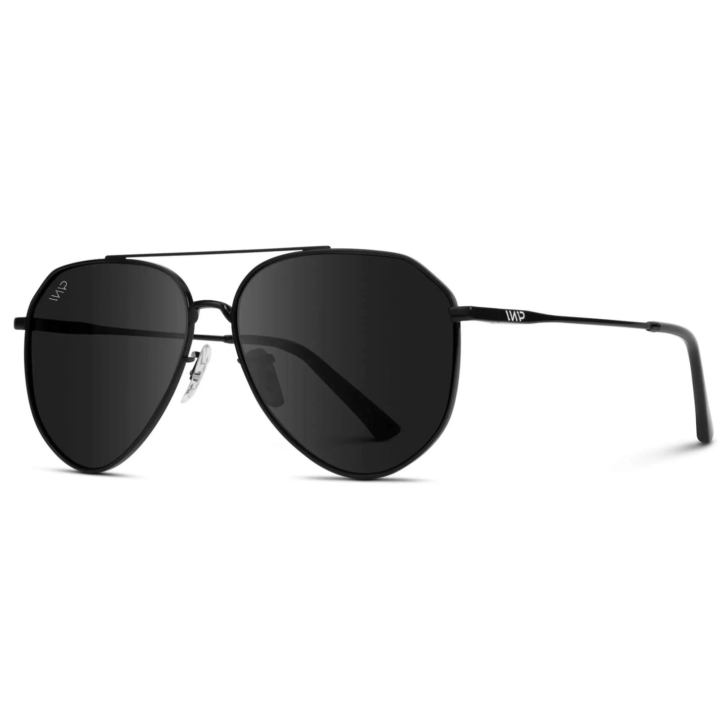 Black Frame / Black Lens || Full Black Modern Polarized Aviator Sunglasses with Sturdy Metal Frame and Comfortable Screw-less Nose Pads