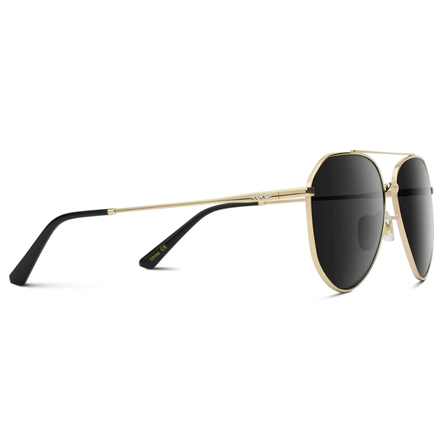 Gold Frame / Black Lens || Modern Polarized Aviator Sunglasses Black Lens Gold Frame and Comfortable Screw-less Nose Pads