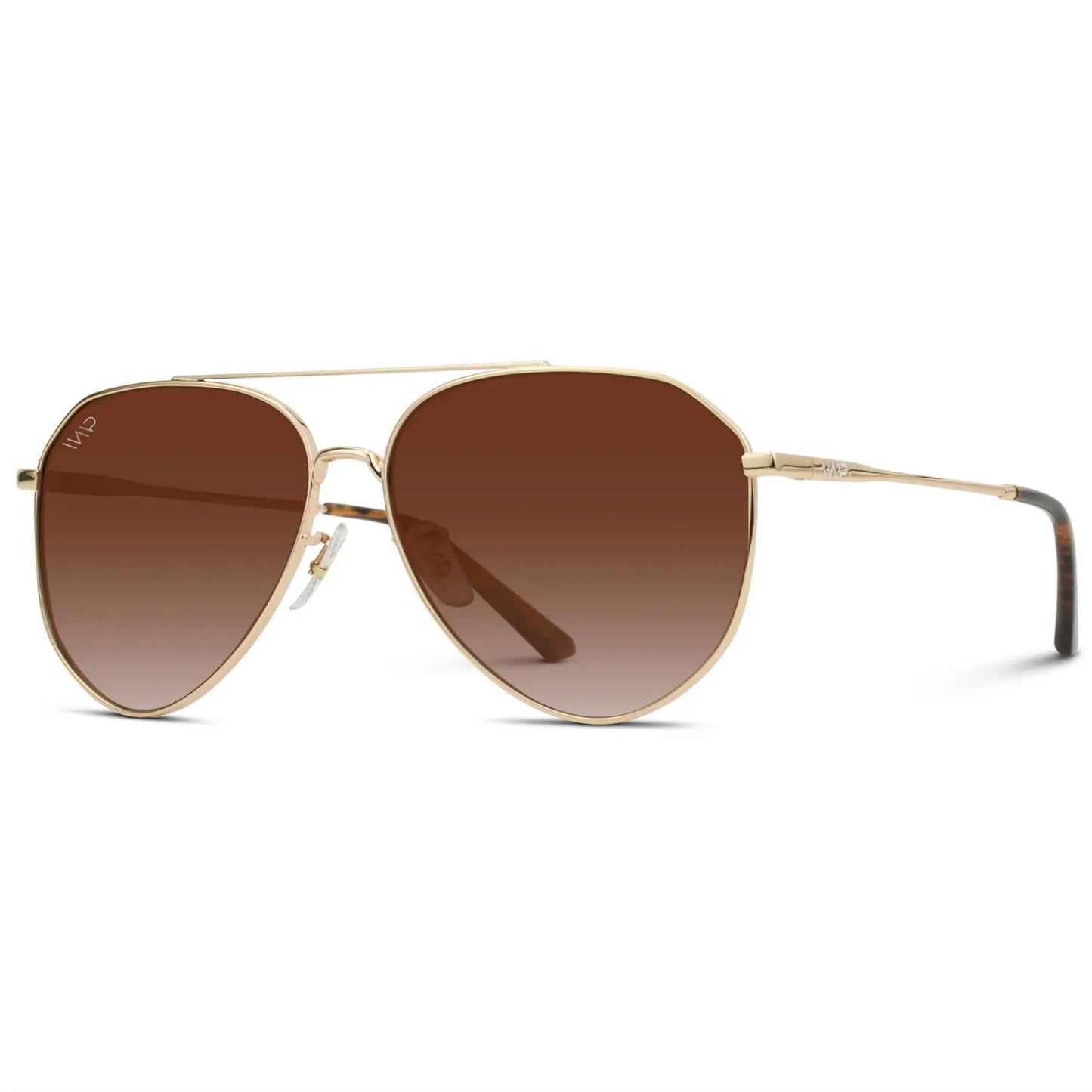 Gold Frame/Brown Lens || Modern Polarized Aviator Sunglasses Brown Lens Gold Frame and Comfortable Screw-less Nose Pads