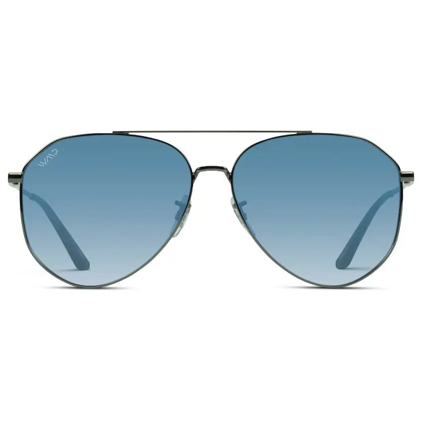Gunmetal Frame / Blue Gradient Lens || Modern Polarized Aviator Sunglasses Blue Gradient Lens Gunmetal Frame and Comfortable Screw-less Nose Pads